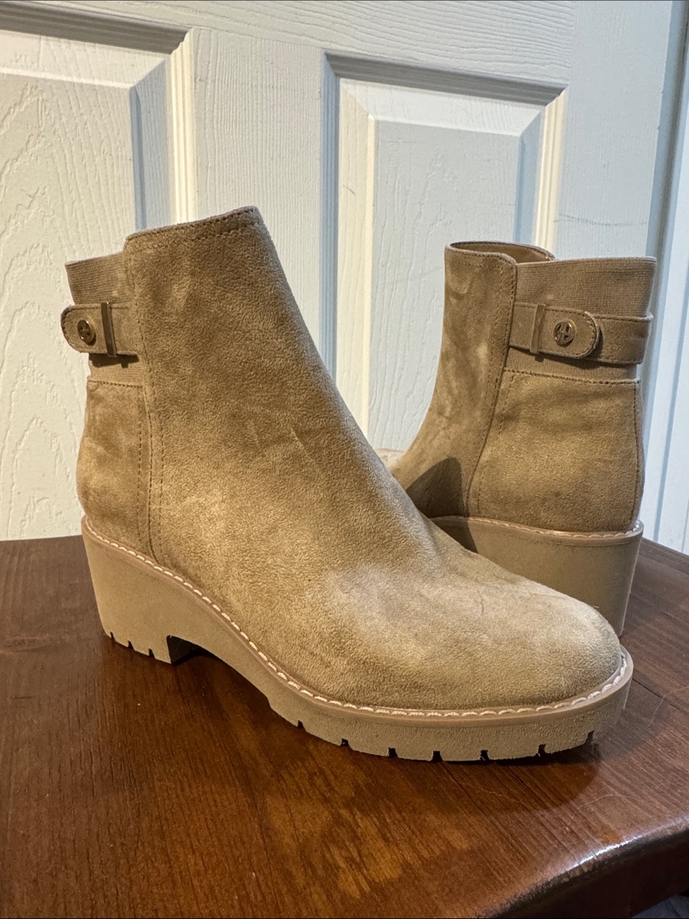 Giani Bernini Taupe Suede Lug Sole Ankle Booties